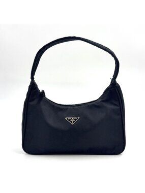 Prada Nylon Black Handbag Silver
